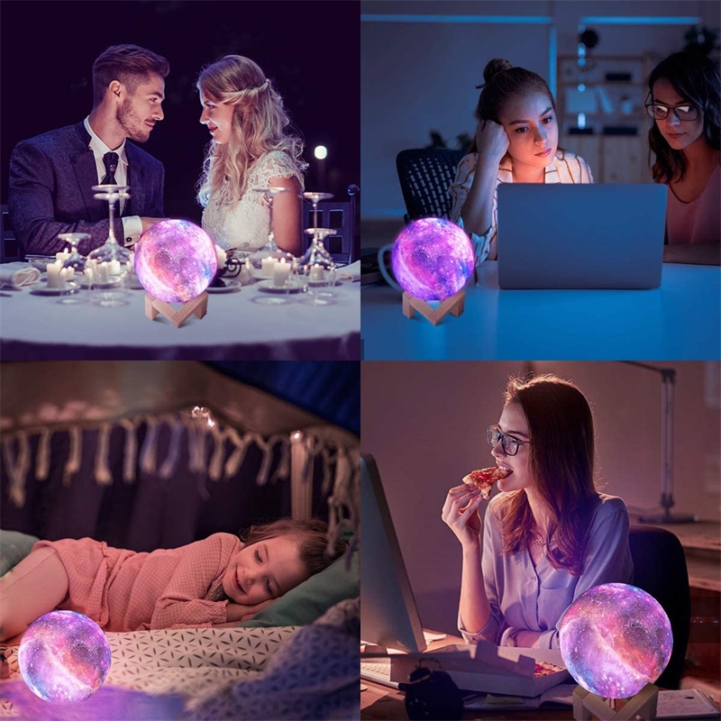 Lampu Meja Pajangan Meja 16 warna dengan Remote lampu emergency mati lampu lilin Tidur 3D Galaxy Bulan Planet Night Light Lamp 16 Color Moon Lamp Galaxy Lamp LED 3D Moon Light Lava Lamp, Star Lamp Moon Night Light Gifts Birthday Gifts Hadiah ulang tahun