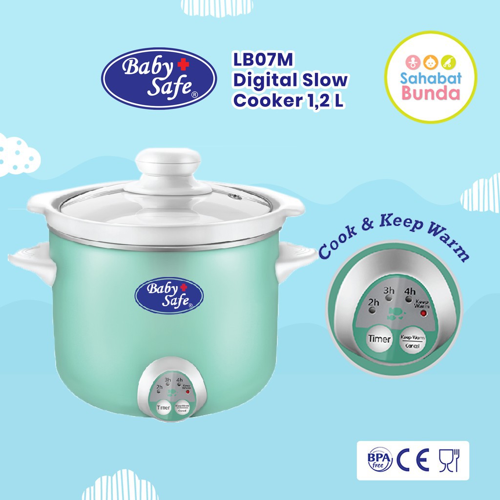 Baby Safe Digital Slow Cooker Alat Masak MPASI 1.2L LB07M- Green