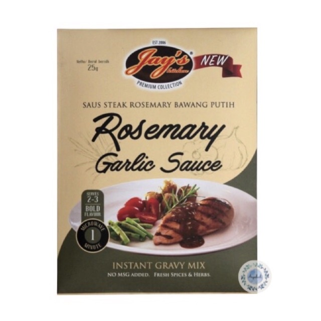 

Jay's Kitchen Rosemary Garlic Sauce / Saus Steak Rosemary 25gr