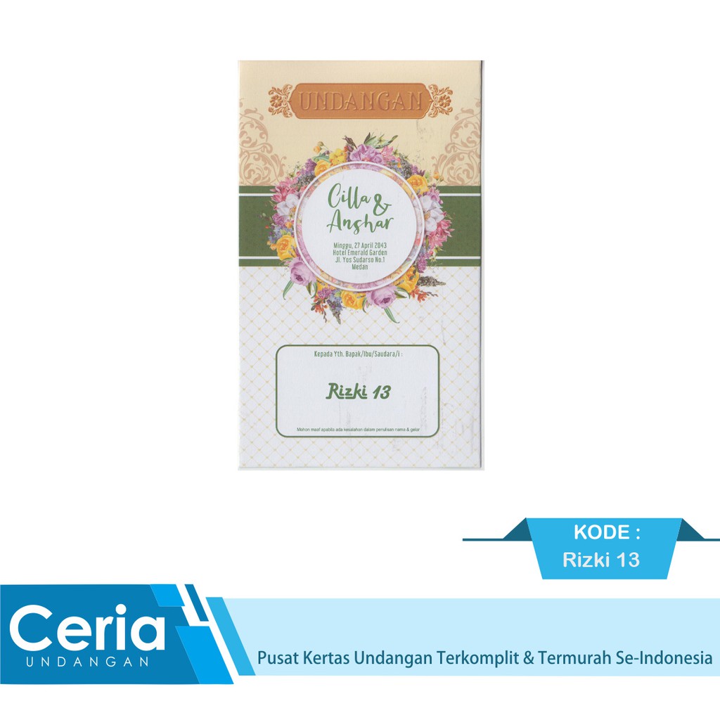 Blangko Kartu Undangan Pernikahan Rizki 13 Harga Termurah Free File Setting