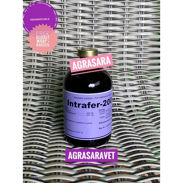 INTRAFER 200 ( B12, Fe ) 100 ml - Obat anemi dan pacu pertumbuhan sapi kambing babi anjing kucing