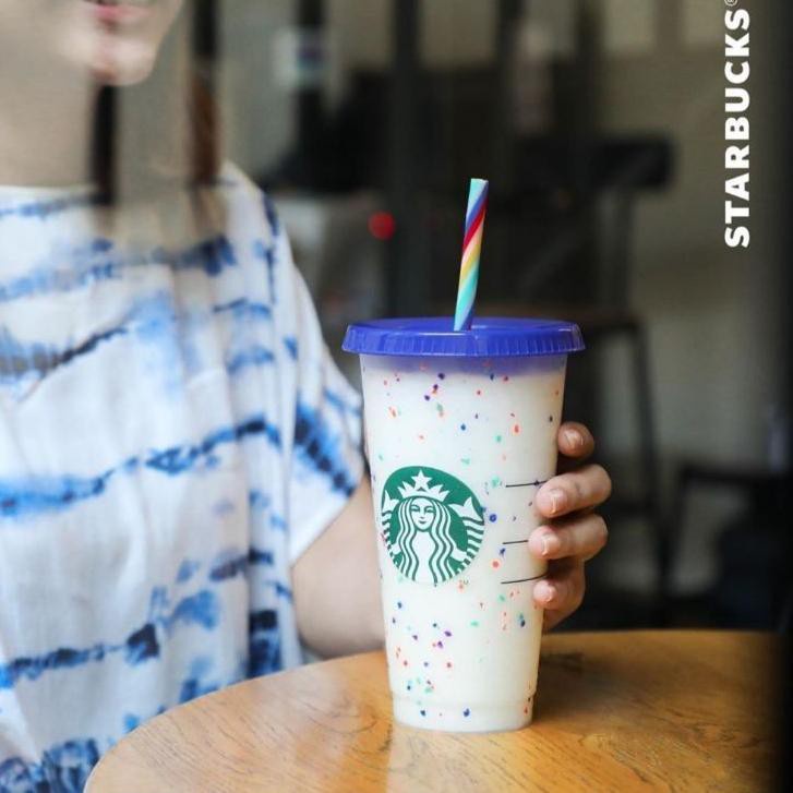 Starbucks Rainbow Color Changing Reusable Cup Cold Cup with Straw