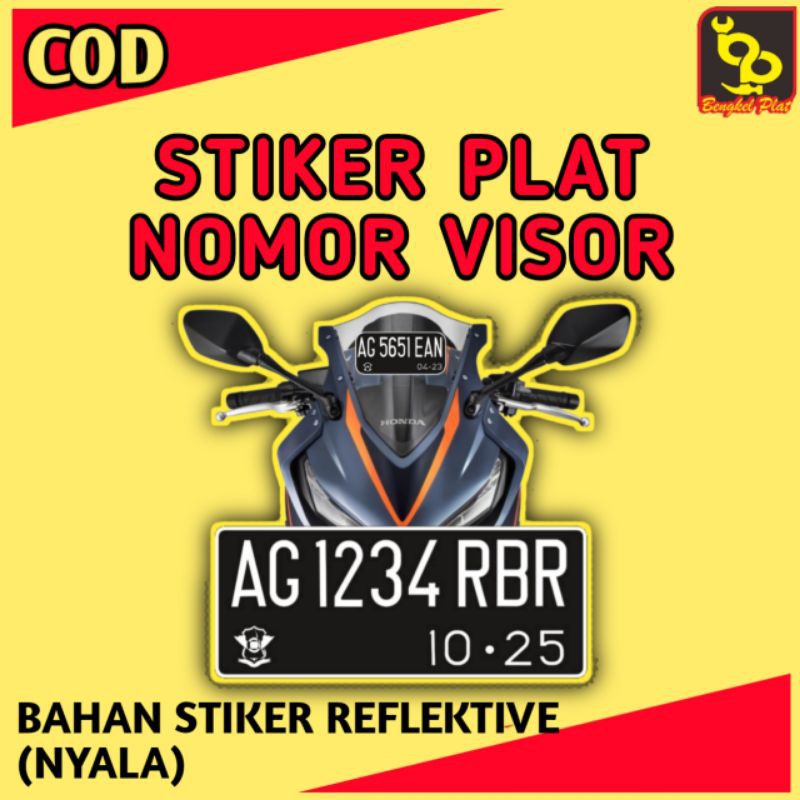 Stiker Cutting Sticker Plat Nomor Nomer Visor Windshield Motor Huruf Nyala PCX NMAX NINJA CBR ADV