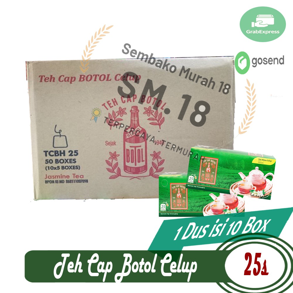 TEH CAP BOTOL CELUP KOTAK 25S PER KARTON ISI 50BOX - GROSIR TERMURAH