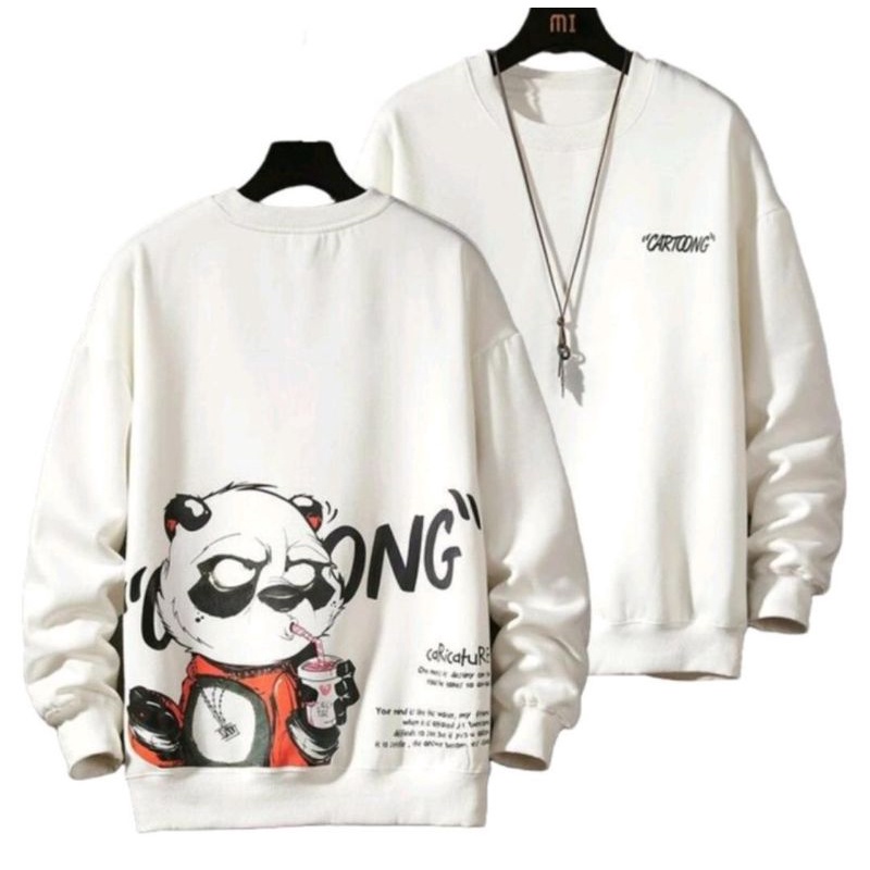 Sweater Pria Cartoong Panda Sweater Big Size Sweater Crewneck Size M - XXL Fleece 4 warna 003