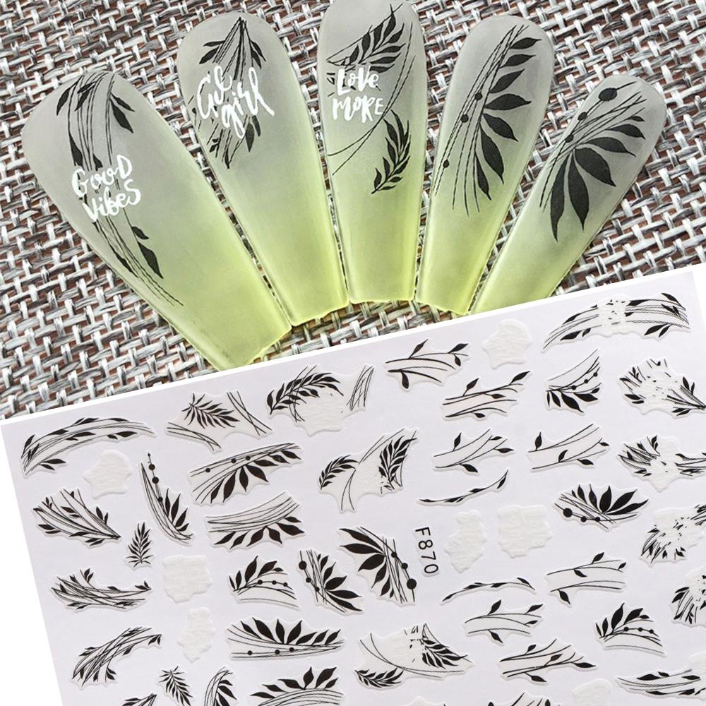 Solighter Stiker Kuku Untuk Anak Perempuan Dekorasi Nail Art Korea French Leaves