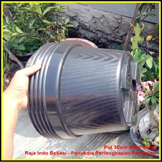 TEBAL Pot Bunga 30cm Hitam Motif Serat Kayu Pot Tanaman Hias 30 Cm OK Grosir Toko Tanaman OK