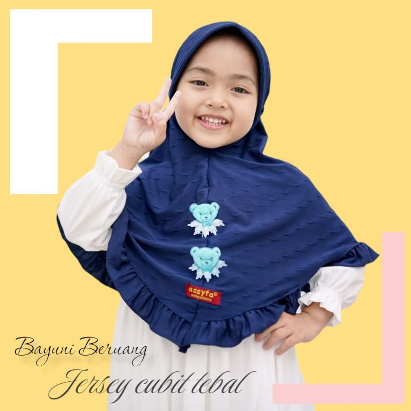 [ Assyfa Hijab ] BAYUNI BERUANG ••hijab instan anak cubit rempel••hijab Jersey premium