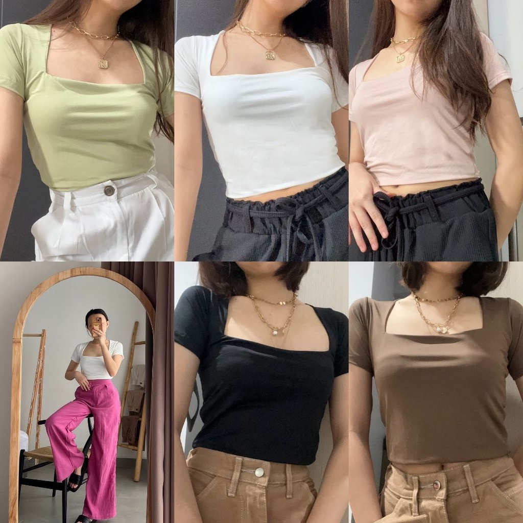 Square Neck Top / Tank Top Korea / Tanktop Kotak / Atasan Korea / Atasan Crop / Kamisol tanktop / Camisole Tanktop / Crop Tee 2 Layer Jersey Double Layer / Crop Top / Tengtop Korea / Tangtop Korea