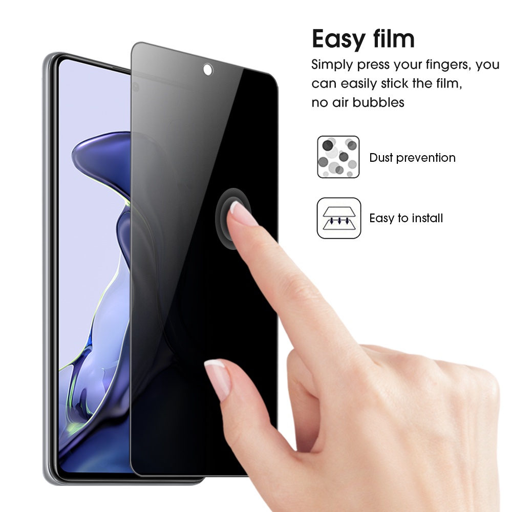 Tempered Glass Pelindung Layar Full Cover Anti Intip Untuk Xiaomi 11T / Redmi Note 11T Pro / 11 Lite