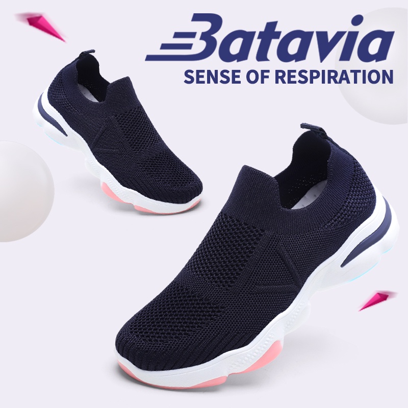 (COD)Batavia Sepatu baru sepatu wanita olahraga rajut premium bernapas bebas biaya kirim Batavia Fashion Shoes Fashion Sport A111 A112