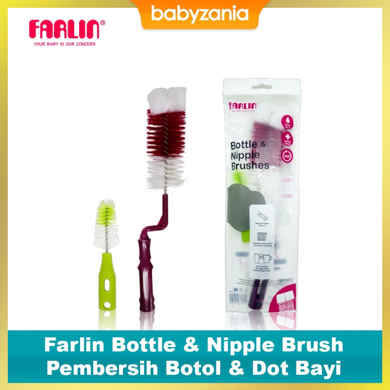 Farlin Bottle &amp; Nipple Brush Sikat Pembersih Botol &amp; Dot Bayi