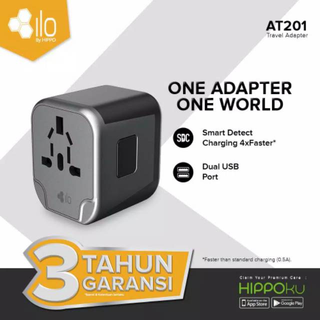 Hippo ILO Adapter Universal Travel At-201 2 USB