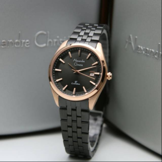 ALEXANDRE CHRISTIE AC8635 BLACK ROSEGOLD WANITA. ORIGINAL GARANSI RESMI 1 TAHUN