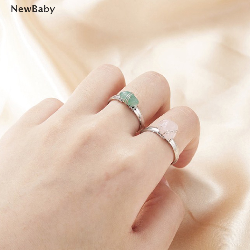 Newbaby Cincin Batu Kuarsa Resin Alami Rock Adjustable Untuk Wanita