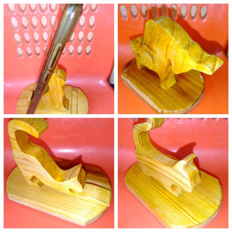 dudukan hp stand holder smartphone universal KAYU JATI belanda unik