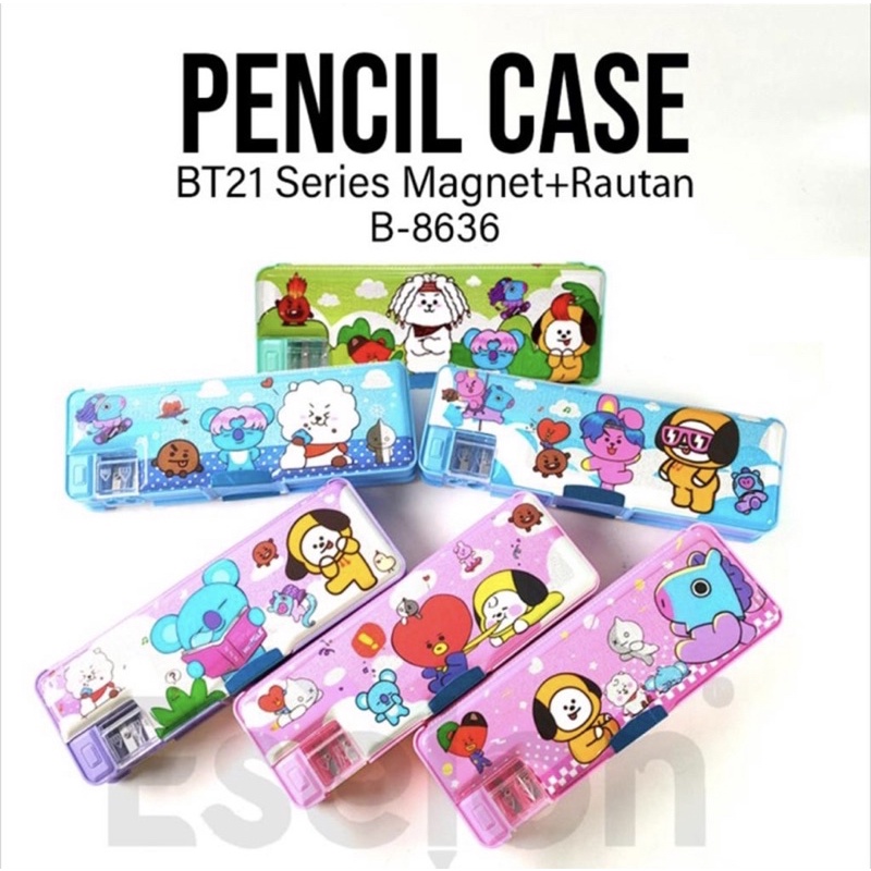 Jual KOTAK PENSIL MAGNET KARAKTER BT21 + RAUTAN | TEMPAT PENSIL BTS ...