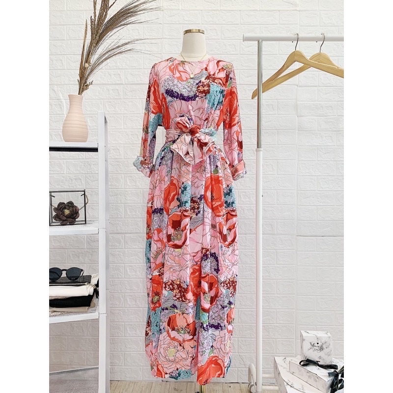 31170 Dress Maxi Red Rose Import 01-Purple roses