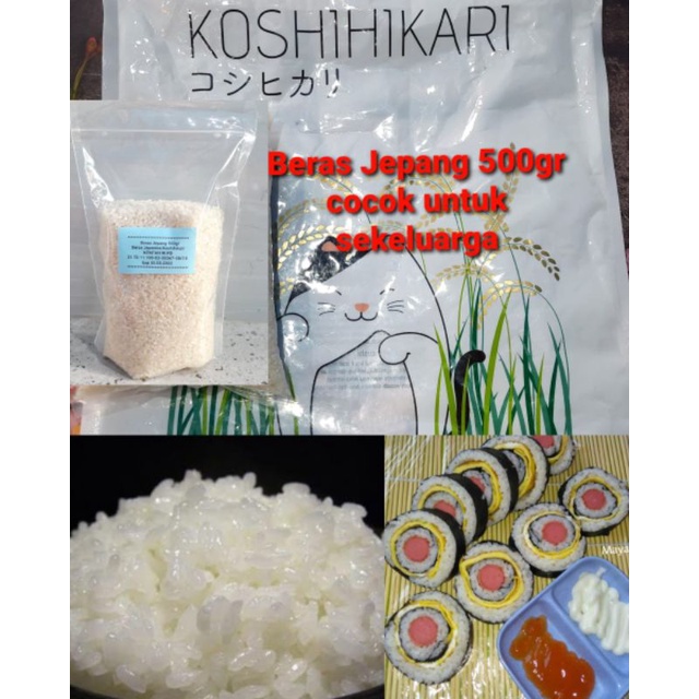 Beras Jepang 500gr beras sushi koshihikari japonica rice bahan sushi beras pulen super nasi pulen sushi bento murah