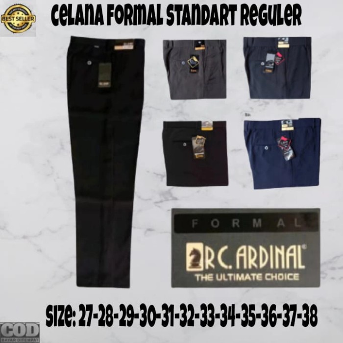 Pria-Bahan-Celana- Celana Bahan Cardinal | Kain | Formal Kantor | Slim Fit Pria Hitam - Hitam, 31