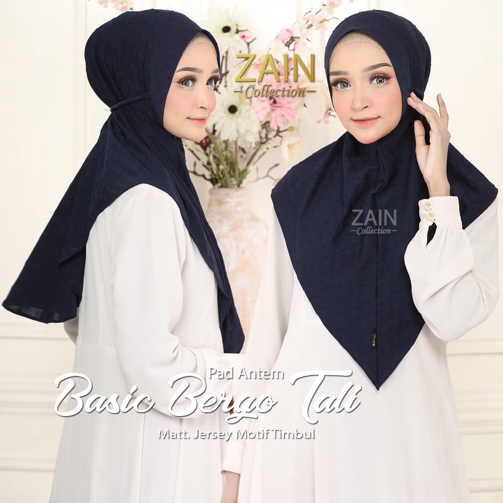 Jilbab Instan Bergo Basic Tali Ori Zain Collection-NAVY