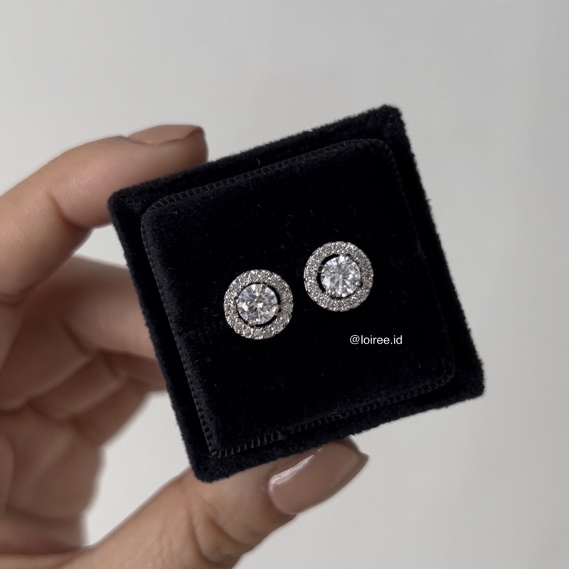 CHELSEA | Wedding Collection - Zirconia Round Halo Stud Daily Earrings - Anting Tusuk Bridal Wanita