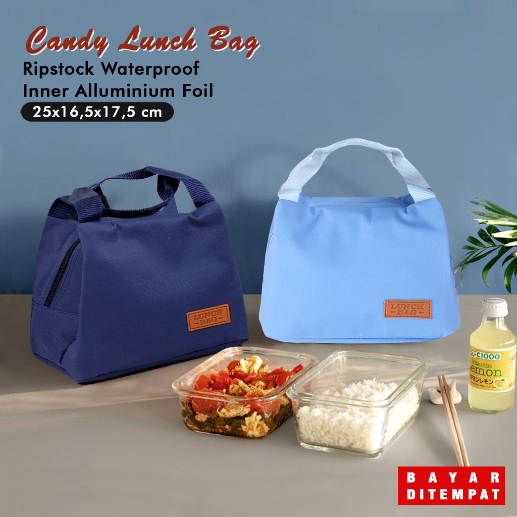 Tas Bekal Kotak Makan Lunch box set Tempat Penyimpanan Makanan Aluminium Foil Polos Cooler bag anak