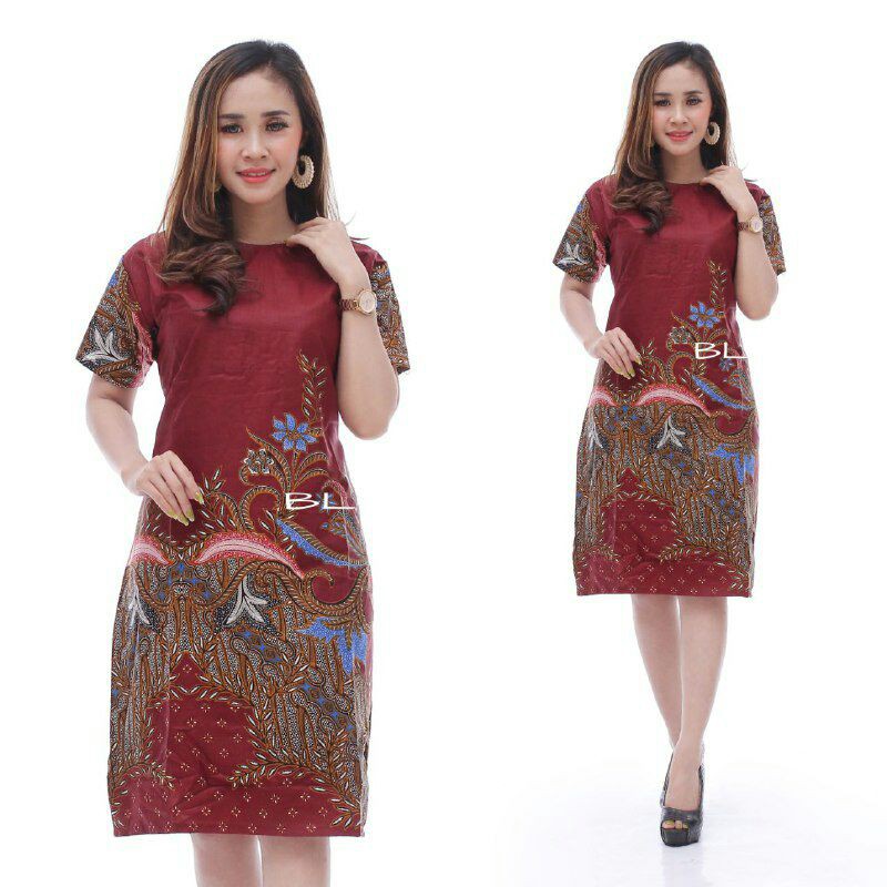 dress batik modern wanita flare murah grosir lace brukat jumbo YUMNA COUPLE Madu seno