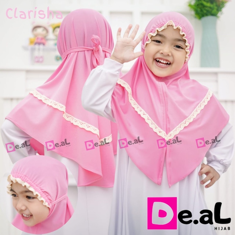 CLARISHA By De.Al Hijab Ori Jilbab Anak Instan Serut Pita Lish Rempel Kerudung Jersey Deal Hijab Ory