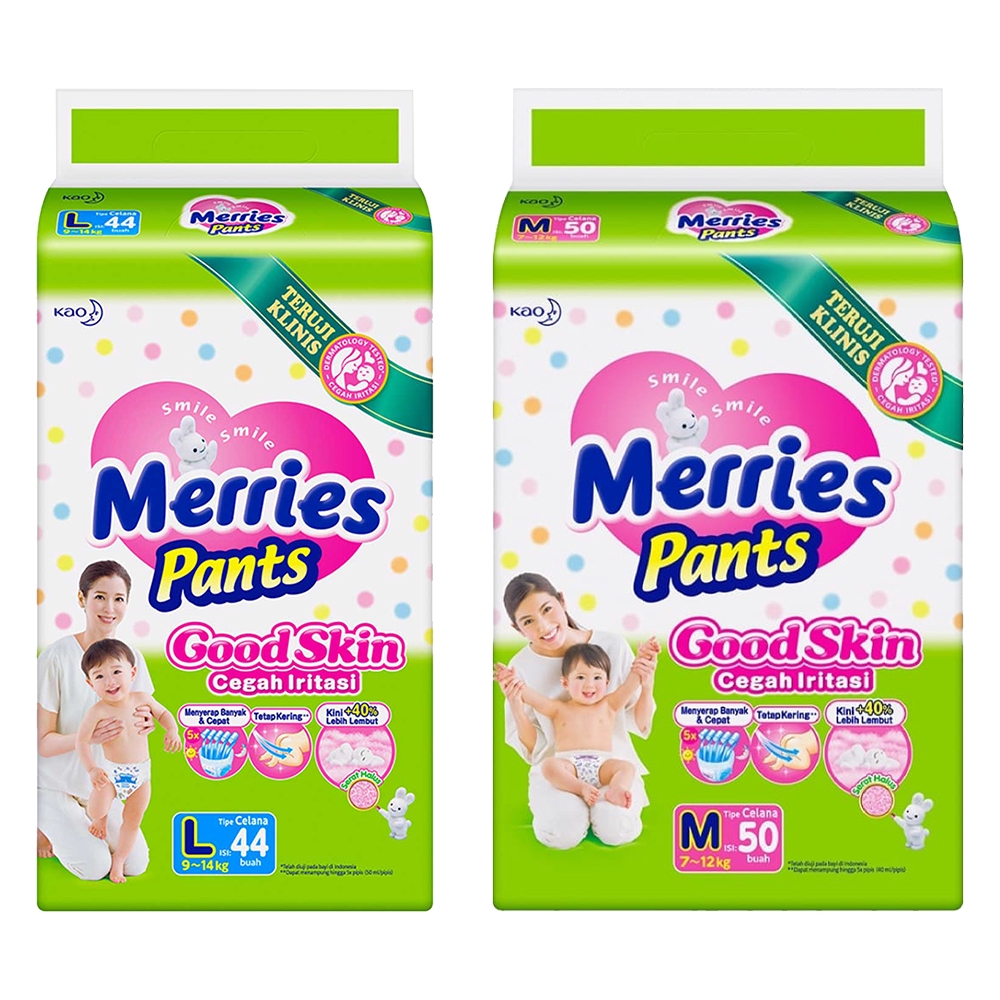 Merries Pants Good Skin S40 / M34 / M50 / L44 / XL38 / XXL 28 Popok Anak Sekali Pakai