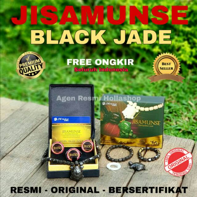 PROMO SUPER HEMAT  JISAMUNSE BLACK JADE Kalung Terapi Kesehatan RESMI - ORIGINAL - BERSERTIFIKAT