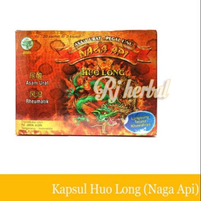 HERBAL ASAM URAT HUO LONG CAP. NAGA API ATASI REMATIK KESEMUTAN KAKI BENGKAK KOLESTEROL LINU