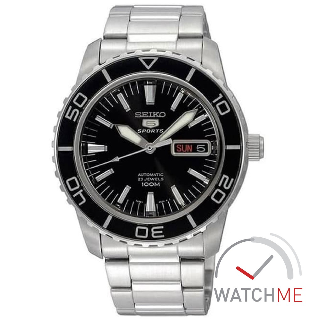 Jam Tangan Seiko 5 SNZH55K1 Automatic Black Dial 100m Stainless Steel Original Bergaransi