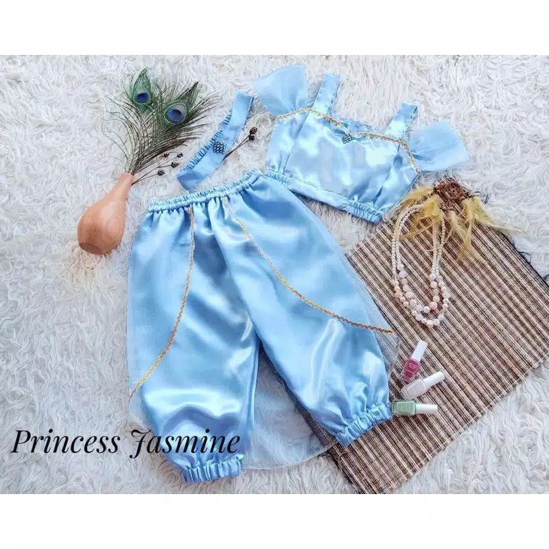 KOSTUM PRINCESS JASMINE ANAK & DEWASA / COUPLE MOMS KIDS / KOSTUM PRINCESS JASMINE BABY BLUE