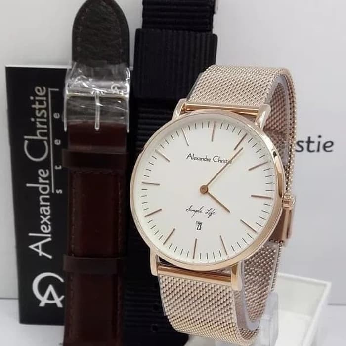 ALEXANDRE CHRISTIE AC 8566 ROSEGOLD WHITE PRIA. GARANSI RESMI 1TAHUN