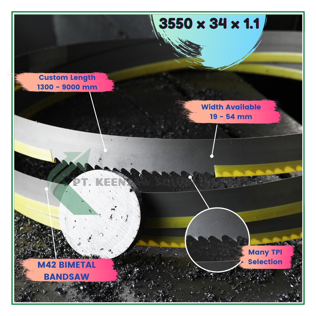 Bimetal Bandsaw Blade KEENSAW 3550 x 0.9 x 34 German Tech band saw pemotong besi atau baja