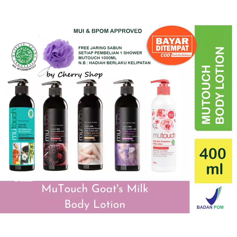 [ORI] [BPOM] MUTOUCH Body Lotion Goats Milk HABBATUS - HONEY - RED SNOW - MULBERRY - LAVENDER 400ML