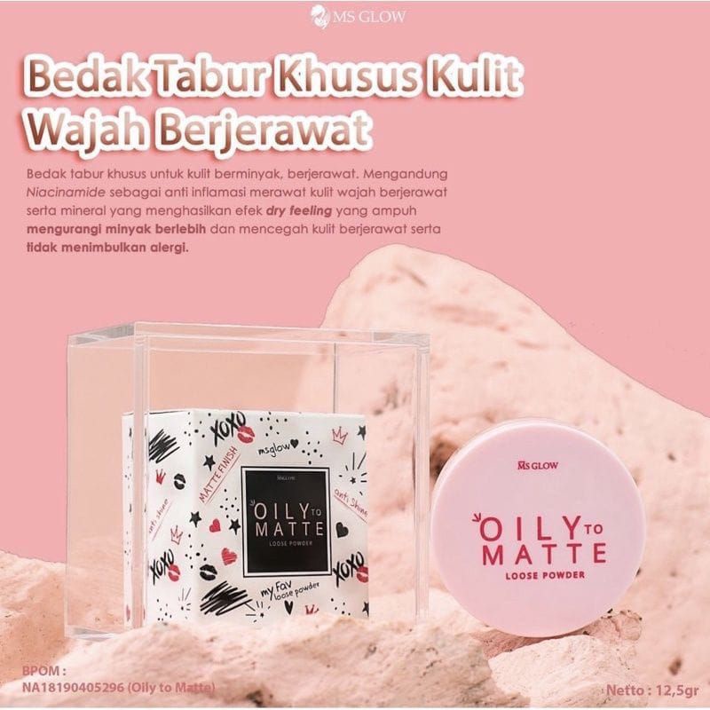 Loose powder MSglow bedak tabur MSglow Hay to shine natural ivory oilymatte