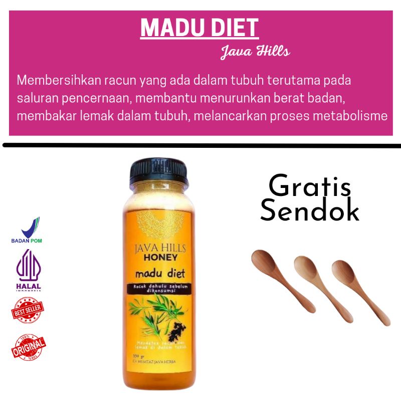 GRATIS SENDOK KAYU || MADU DIET java hills herbal Detox Alami Slim Obat Penurun Berat Badan