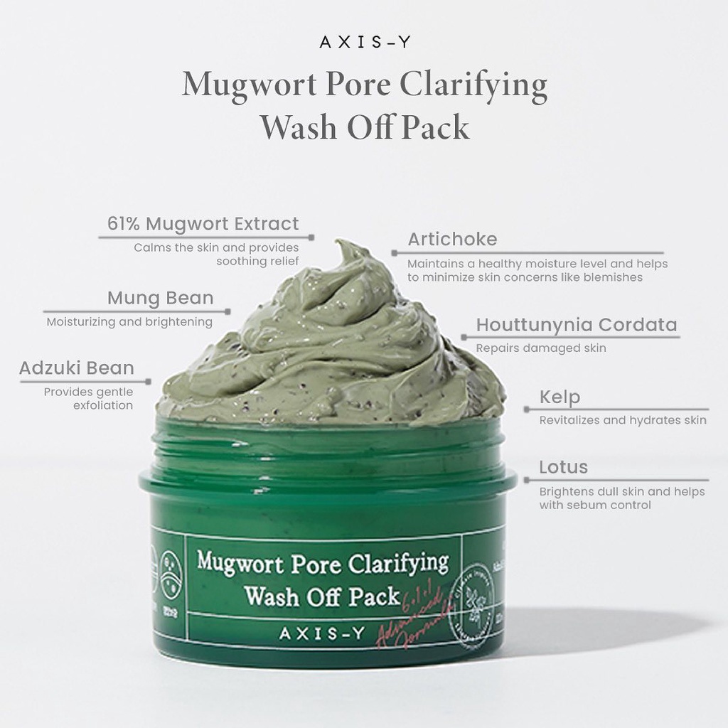 AXISY/AXIS-Y Mugwort Pore Clarifying Wash Off Pack 100gr/Axis y Mugwort / Axis-y Clay Mask