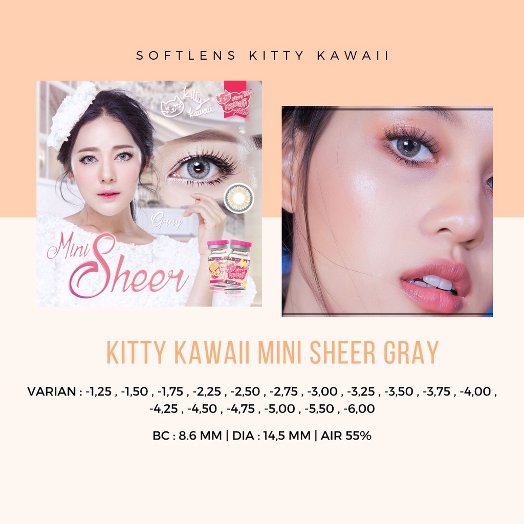 SOFTLENS KITTY KAWAII / SOFTLENS KOREA MINI SHEER GREY  -MINUS / LENSA MATA