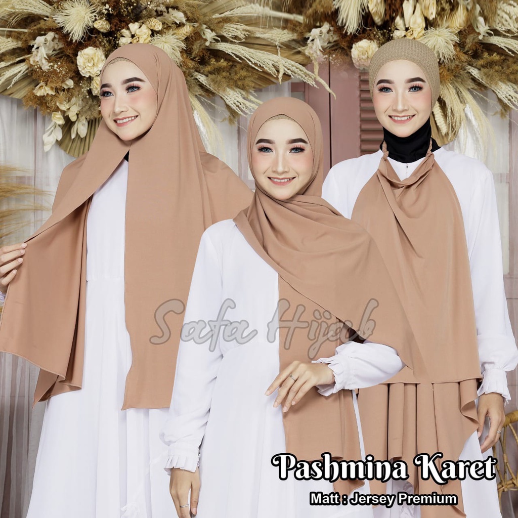 Pashmina Instan Karet Jersey Premium Hijab Instan Jersey Tali Karet Kerudung Pashmina Karet Safa Hijab