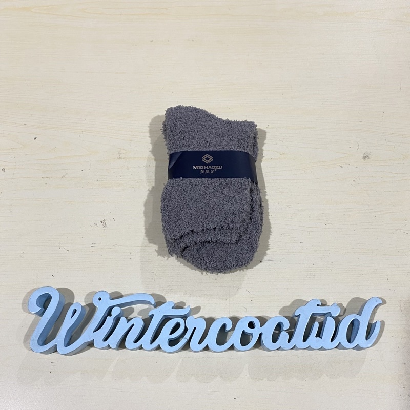 Kaos Kaki wool thermal socks unisex cowok cewek wol hangat tebal pria wanita import-3. Abu Muda