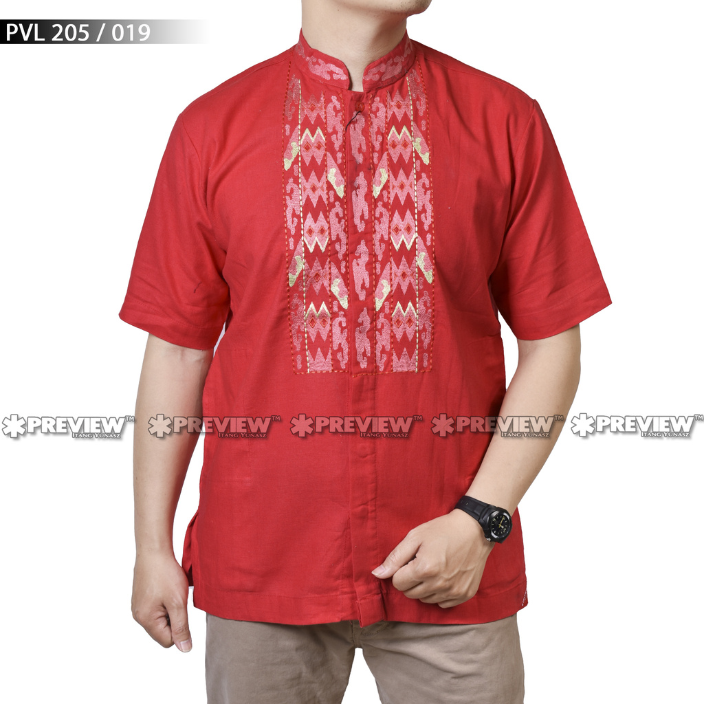Preview Baju Koko Pria Lengan Pendek merah cabe By Itang Yunasz Limited  1449