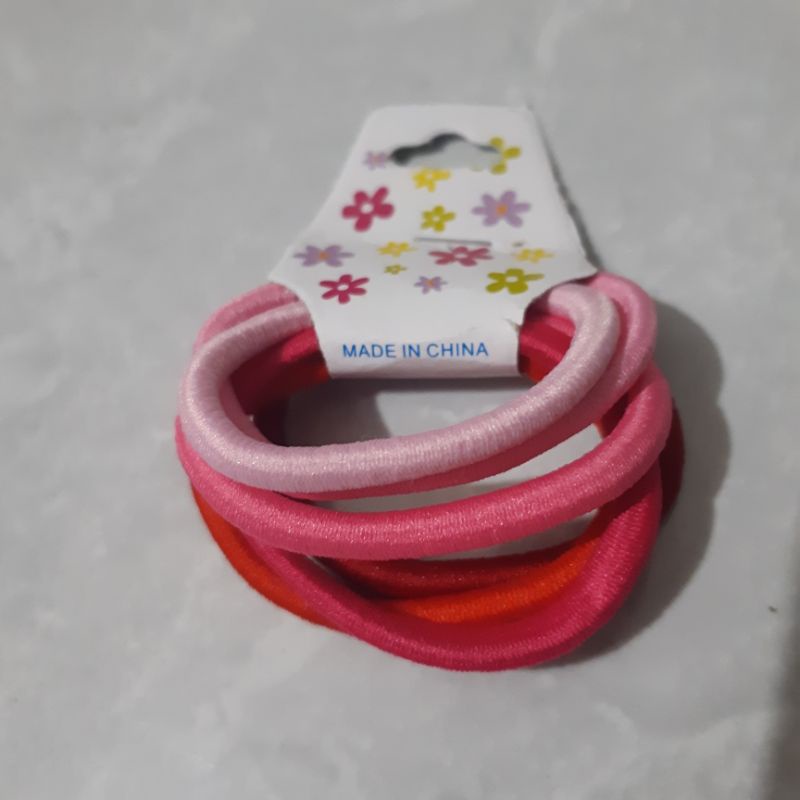 Ikat Rambut Polos penjepit gold ( 1 ikat isi 6 pcs )-1 ikat Mix Pink