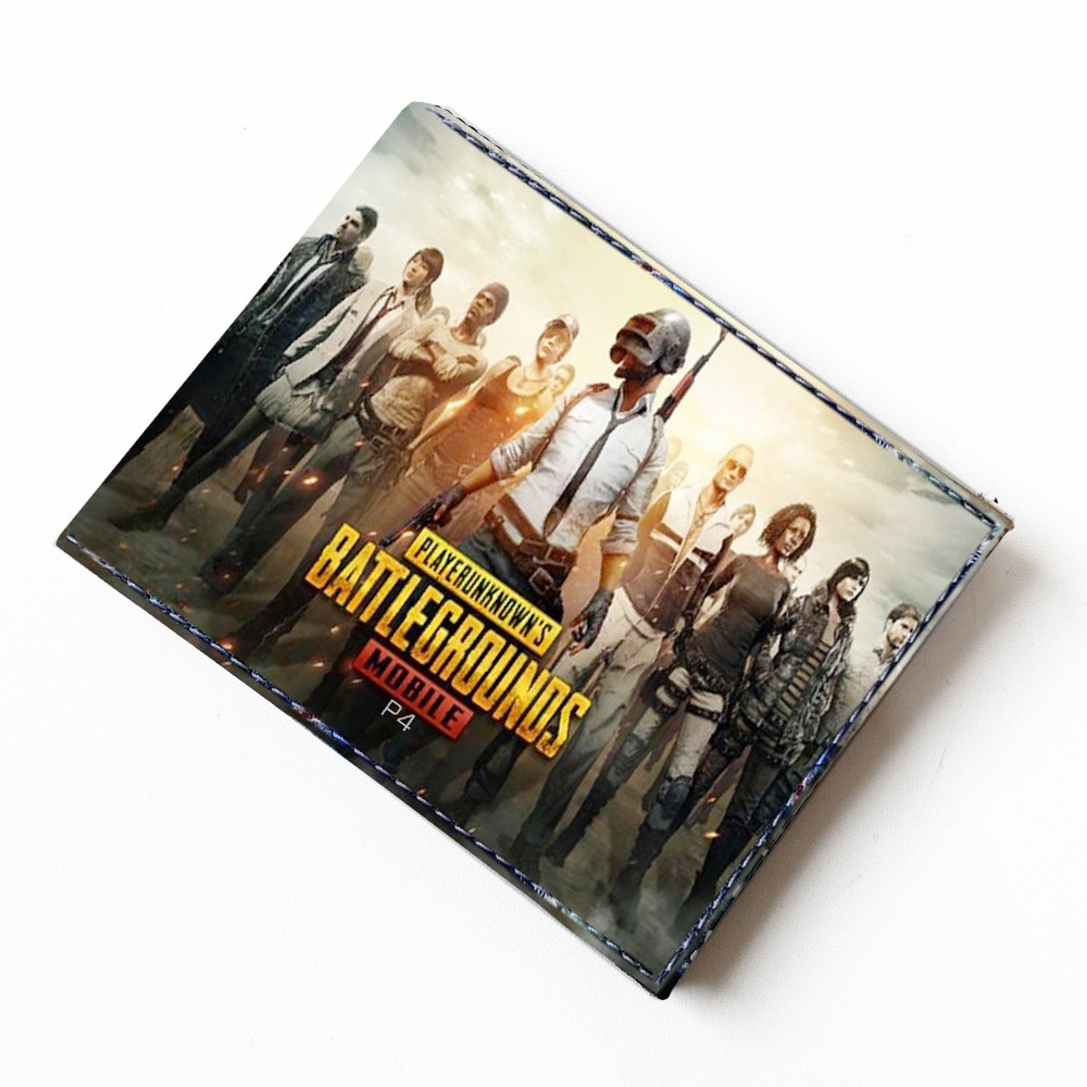 Free Shipping! Dompet Karakter Game PUBG Dompet Kulit Lipat Dua Dompet Pendek Pria Dompet +Box P4