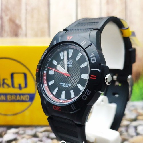 [COD] Jam Tangan Pria Analog Q&Q QnQ QQ Karet Hitam GW36J009Y Original KEREN KOTAK KADO TERBARU