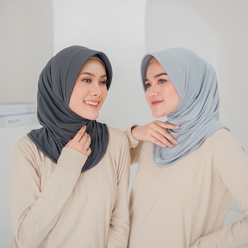 Hijab Sport instans bahan jersey premium by Calluna scarf/ Bergo instan olahraga-2