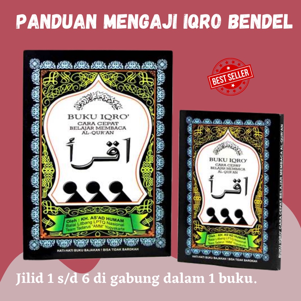 Panduan Mengaji IQRO bendel besar ukuran A5 kertas cd