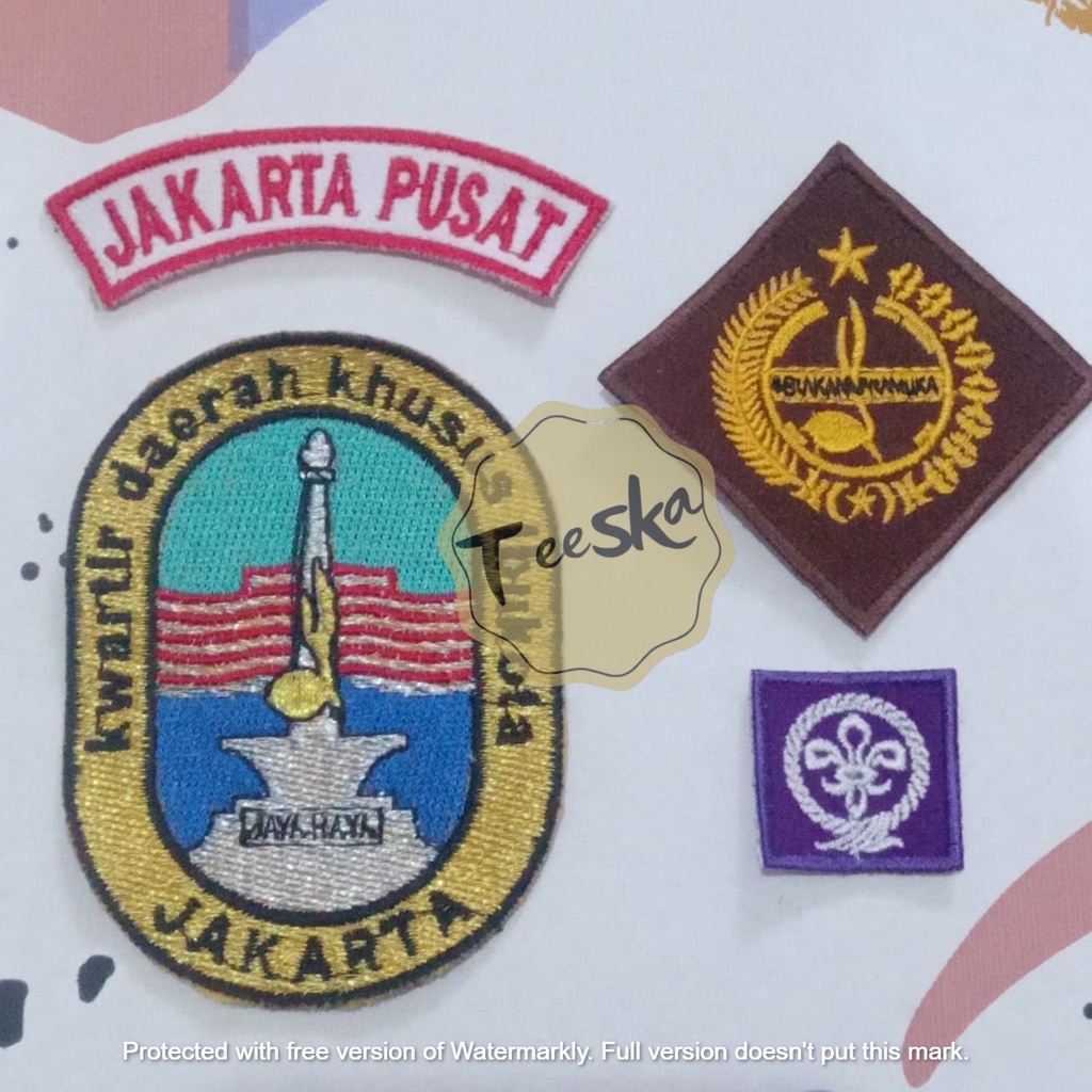 Set Atribut  Seragam Pramuka Logo Tunas Kelapa dan Wosm, Logo Kwartir Daerah ( Kwarda ) DKI Jakarta 
